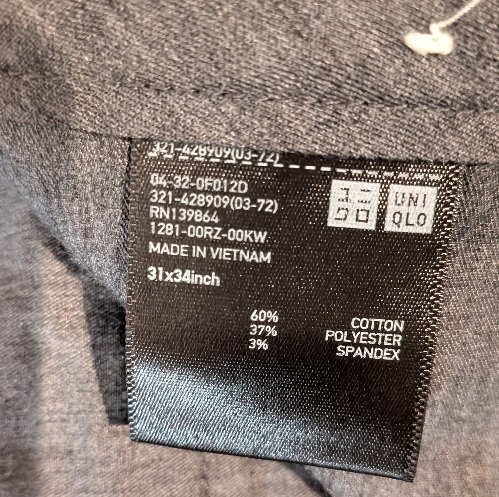 Uniqlo Charcoal Trousers - 31 x 34